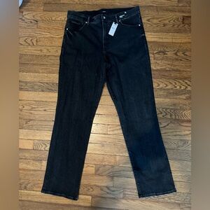 14L modern straight high rise black express jeans with jewel button